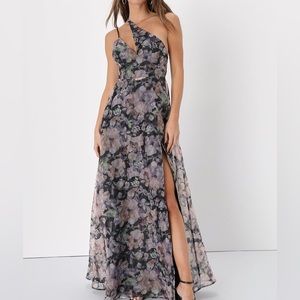 Black floral dress- Lulus Garden of glamour black floral dress